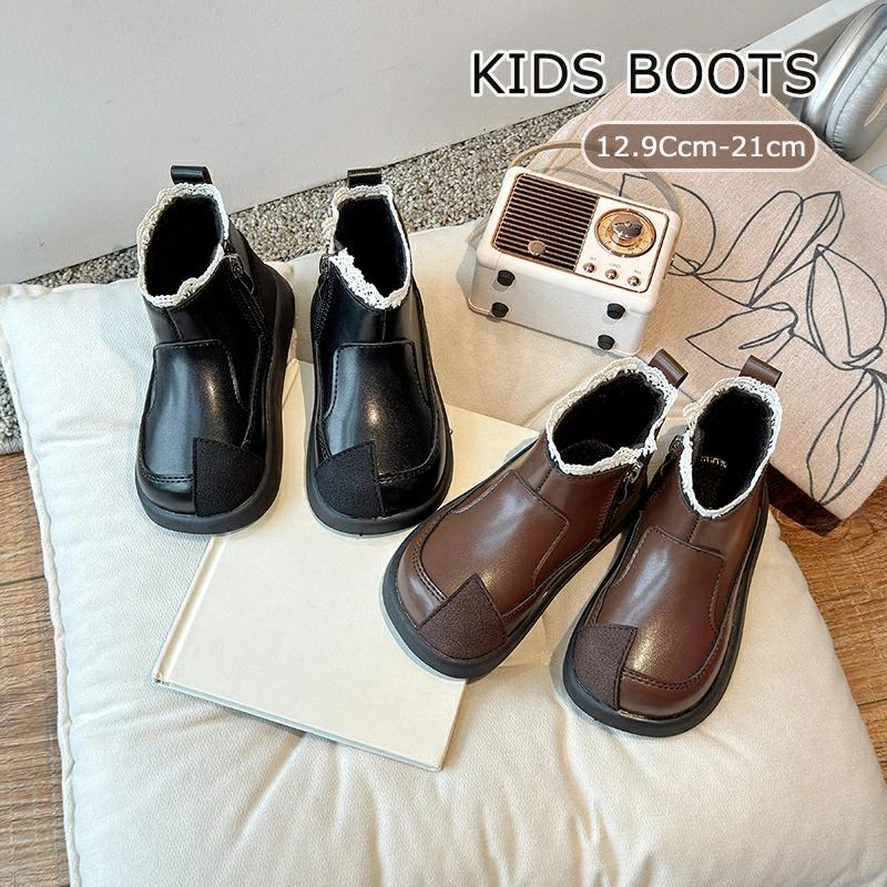 キッズ 子供靴 裏起毛 フォーマルシューズ キッズブーツ シューズ ブーツ ショートブーツ レース ジュニ 秋冬 ジュニア 女の子