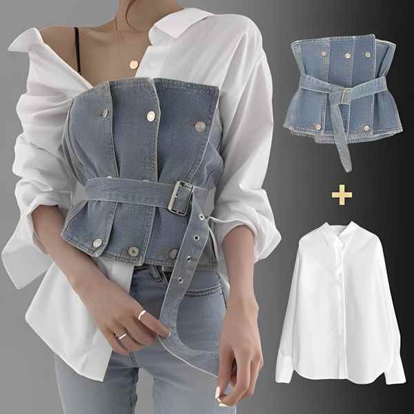 カシュクール ベスト レディース 細身 トップス ラペル アウター スリム ノースリーブ ショート 袖なし タイト デニム カジュア