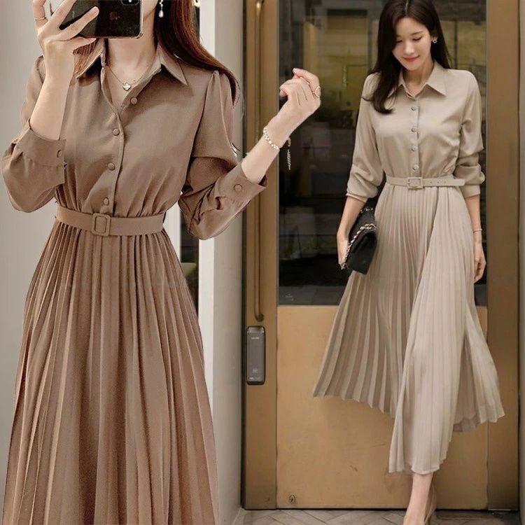 春 夏 大人 冬 秋 パーティードレス オフィスカジュアル シャツワンピース 長袖 カジュアル きれいめ マキシ丈ワンピース ロング
