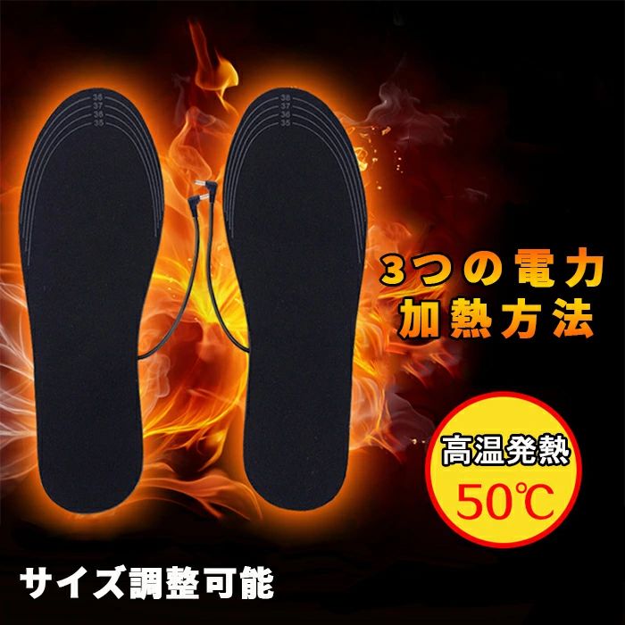 水洗い可能 USB加熱式 あったか 電熱インソール 充電式 電熱インソール 中敷き 冬用 暖かい レディース メンズ 充電式 下着 靴底