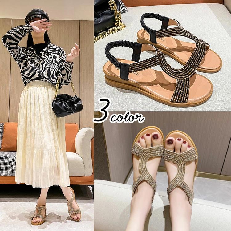 靴 サマーシューズ レディース ビーチサンダル カジュアル 春夏 ストラップ ミュール レディースシューズ 歩きやすい ぺたんこ