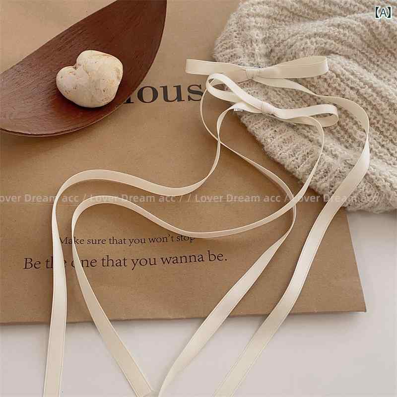 スイート 韓国 リボン ボウ ピン ダックビル ロング 編み シルクサテン ヘア