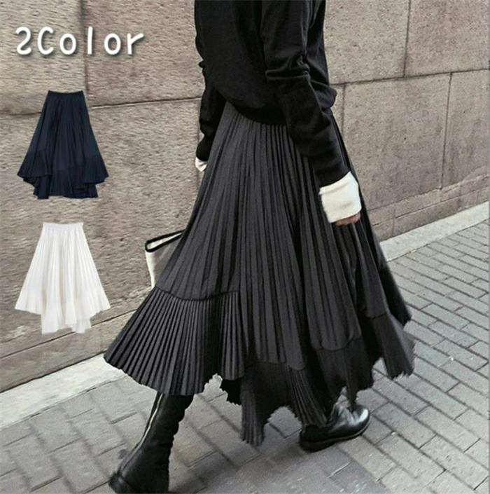 ロングスカート レディーススカート スカート 冬 大人 ゆれゆれ 秋 プリーツ レディース イレギュラー ロングスカート 可愛い 春