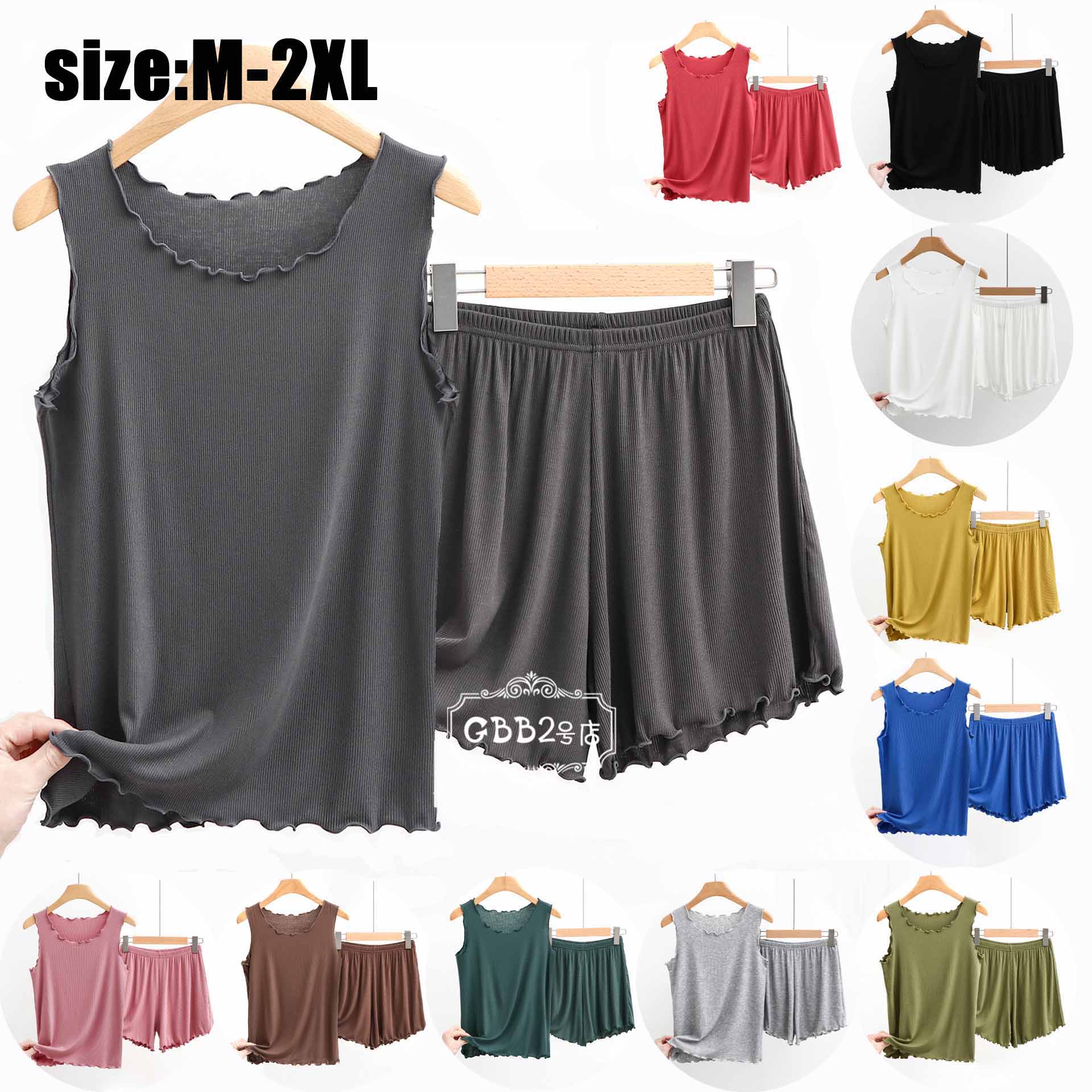 ルームウェアタンクトップ レディース ノースリーブ パジャマ モダール 大きいサイズ 夏 セットアッ 上下セット ショートパンツ