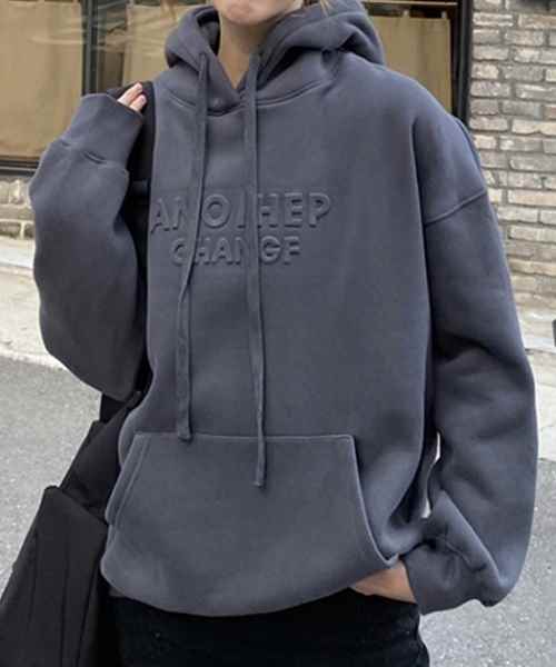 スウェット ミドル丈 ラウンドネック コット ポケット プルオーバー 長袖 パーカー オーバーサイズ フ..