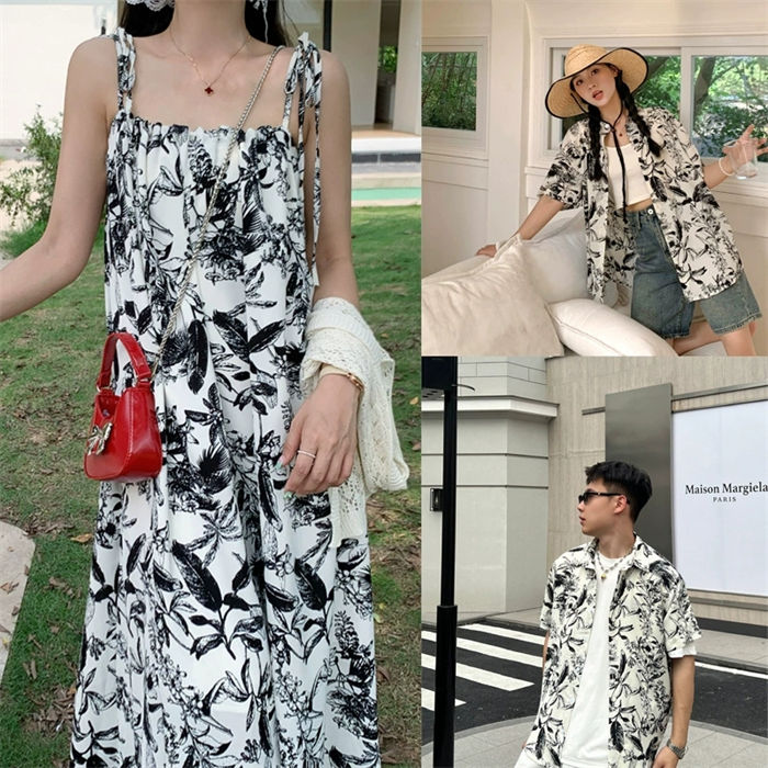 親子 メンズ リゾートワンピー 夏 アロハシャツ セット 花柄ワンピース ノースリーブ リンクコーデ レ..