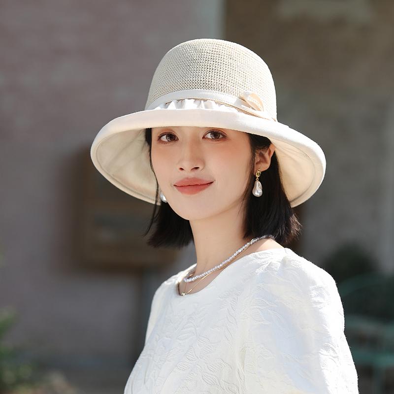 リボン 小顔効果 女性用 サンハット レディース かわいい ブラウン カーキ 帽子 UVカット ホワイト 日焼け防止 ブラック 日除け
