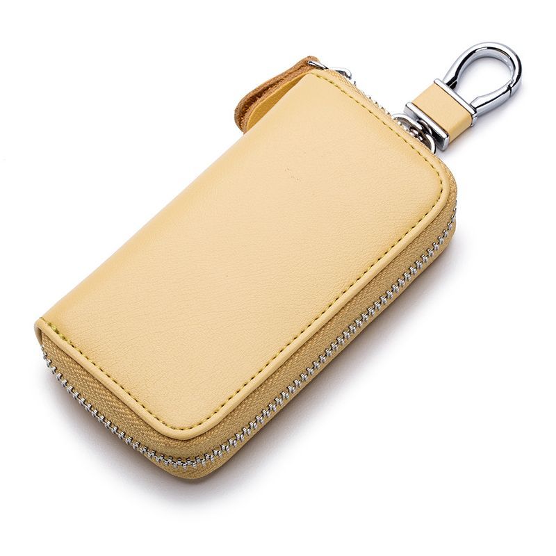 シンプル キーポーチ カラバリ豊富 収納 6連キーフック 大容量 キーケース リング 車 鍵入れ ラウンドファスナー チェーン ジッパー スマートキーケース レディース メンズ カード カラビナ付き レザー風