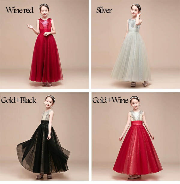 ドレス 中学生 ワンピース ジュニアドレス 七五三 子供 ドレス 赤 ワインレッド ブラック スパンコール..