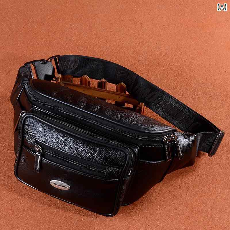 ウエスト バッグ第一層 レジ メンズ バッグ 革 袋 ビジネス 大型 レディース ブラック バッグ 実用的 牛革