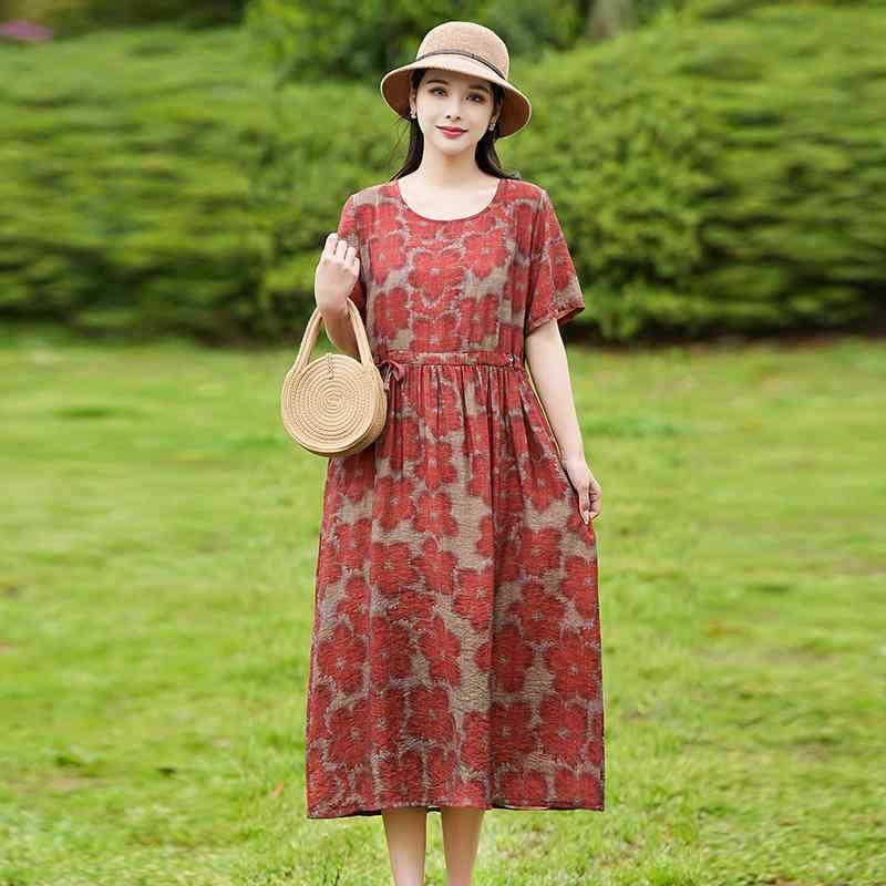 軽量 涼しい 上品 薄手 麻 ウエストマーク ミセス 綿 ポリエステル き 体型カバー 再生繊維 エレガント 春夏 小柄さん向け 女性