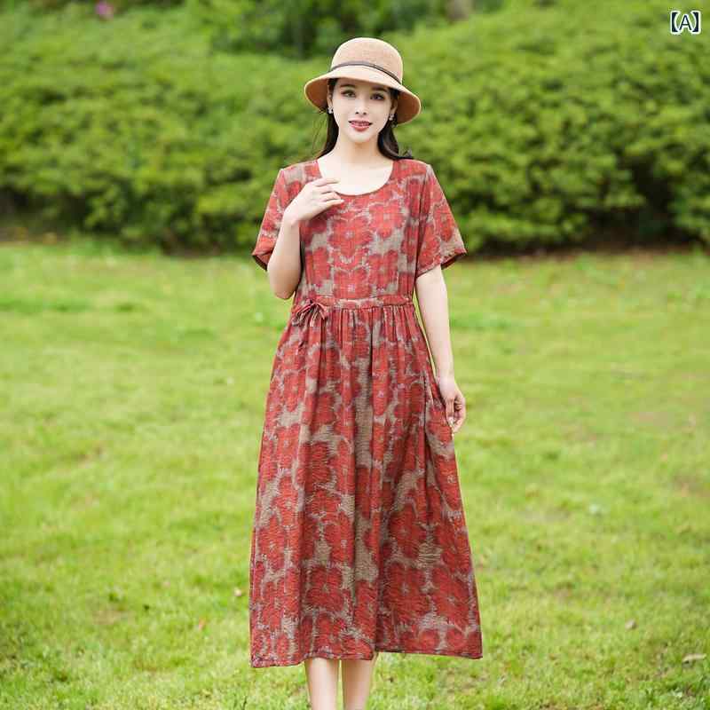 軽量 涼しい 上品 薄手 麻 ウエストマーク ミセス 綿 ポリエステル き 体型カバー 再生繊維 エレガント 春夏 小柄さん向け 女性