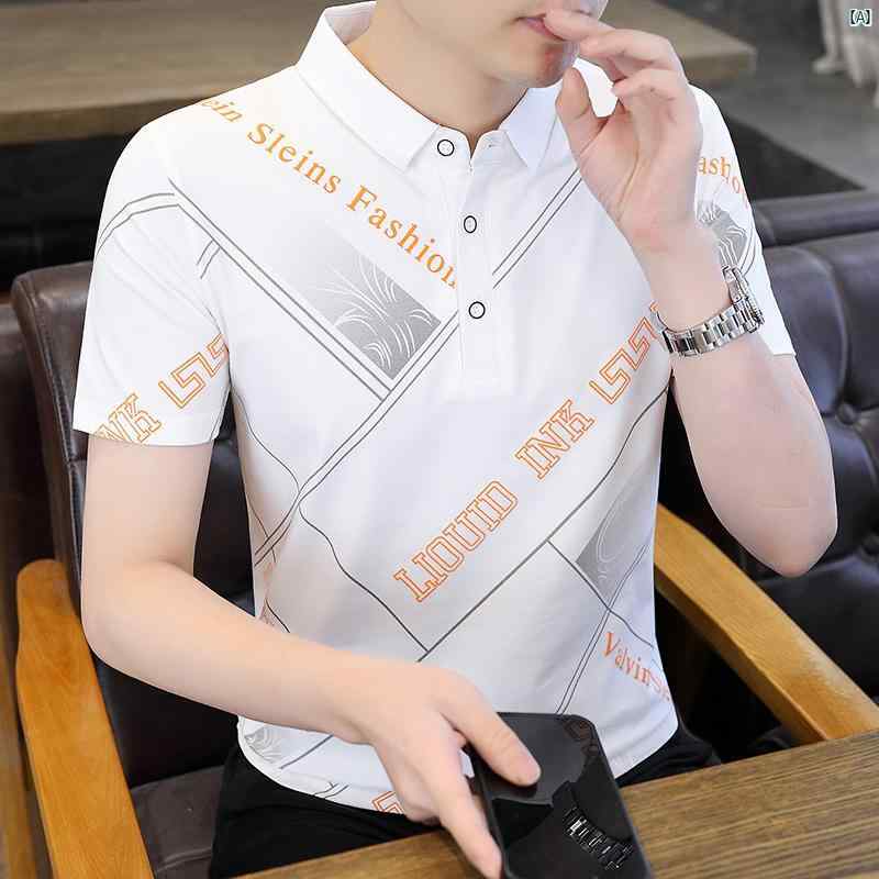 トップ センス サマー ハイエンド アイス メンズ 半袖 夏 ポロシャツ 冷感 Tシャツ ドレス