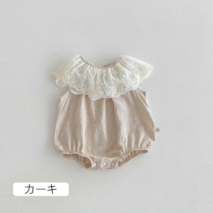 大きめ 可愛い ス 新生児 ノースリーブ ナチュラル 夏 赤ちゃん 綿 ベビー服 半袖 襟 ロンパース コットン レース襟 肌着 袖なし
