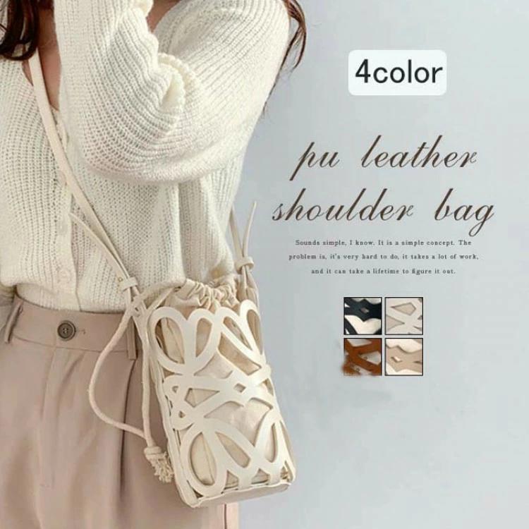 かごバッグ ショルダー レザーかごバッグ スマホショルダーバッグ 巾着バッグ レディース かわいい 斜..