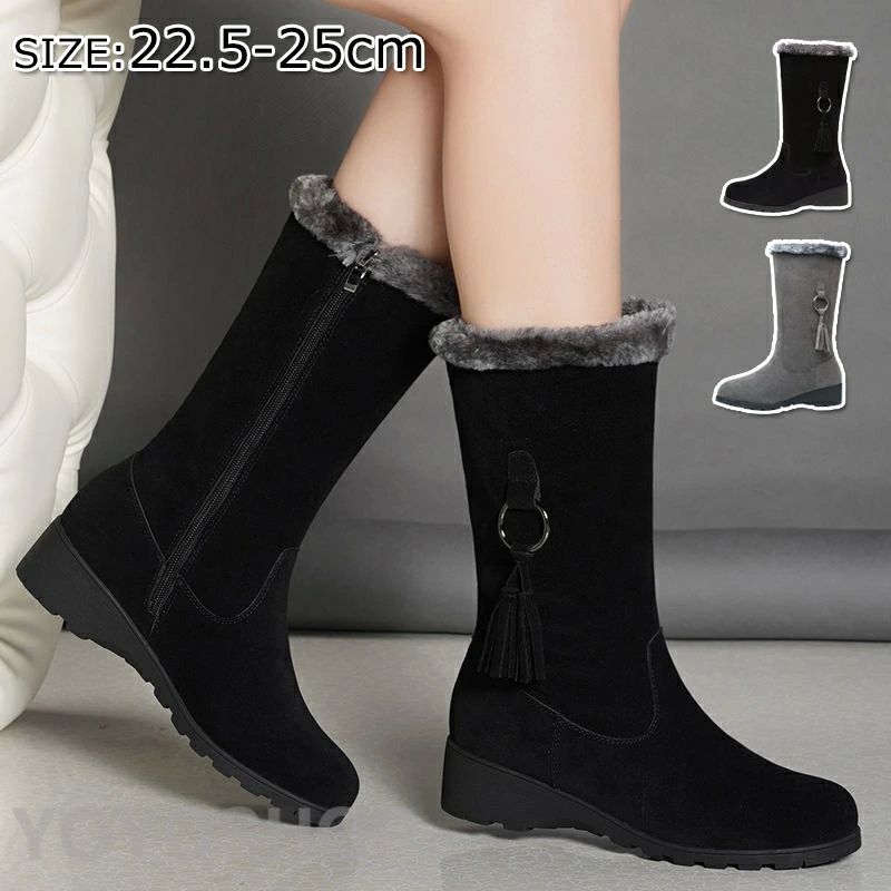グレー ブラック 裏起毛 裏ボア ムートンシューズ ファーブーツ ボアブーツ ロングブーツ ミドルブーツ スノーブーツ レディース