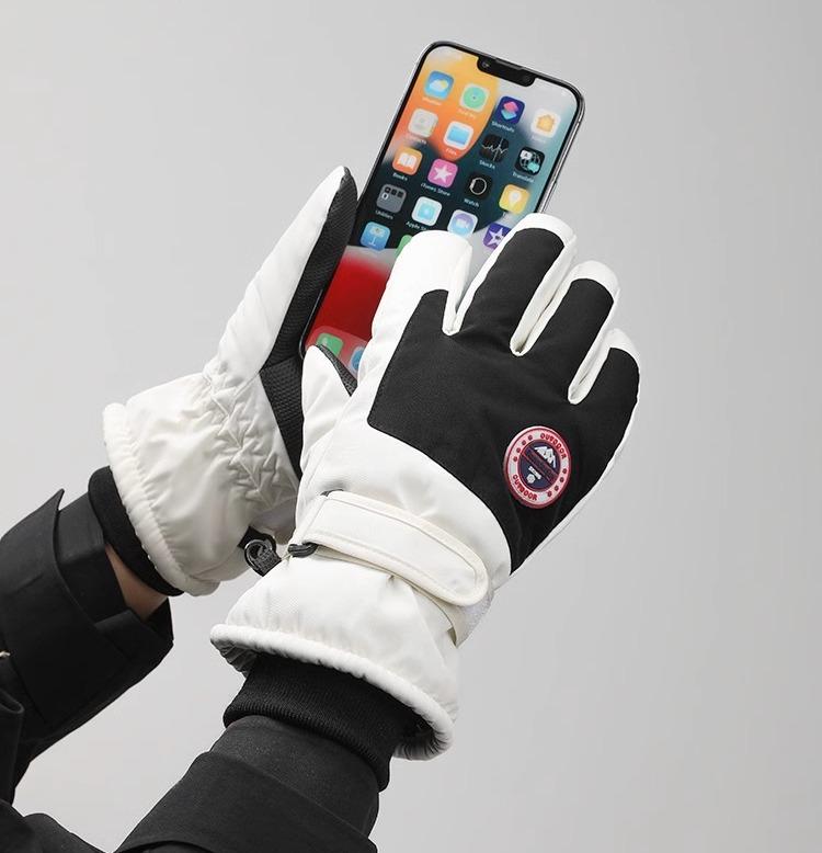 手袋 暖かい アウトドア 防水 作業 サイクリング 便利 ホワイト 厚手 メンズ 保温 バイク 男性用 防風 滑り止め 防