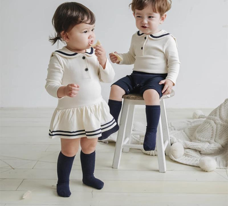 ベビー服 女の子 退院 セーラー風 スナップボタン カバーオール ベビーロンパース 結婚式 ギフト 撮影 ..