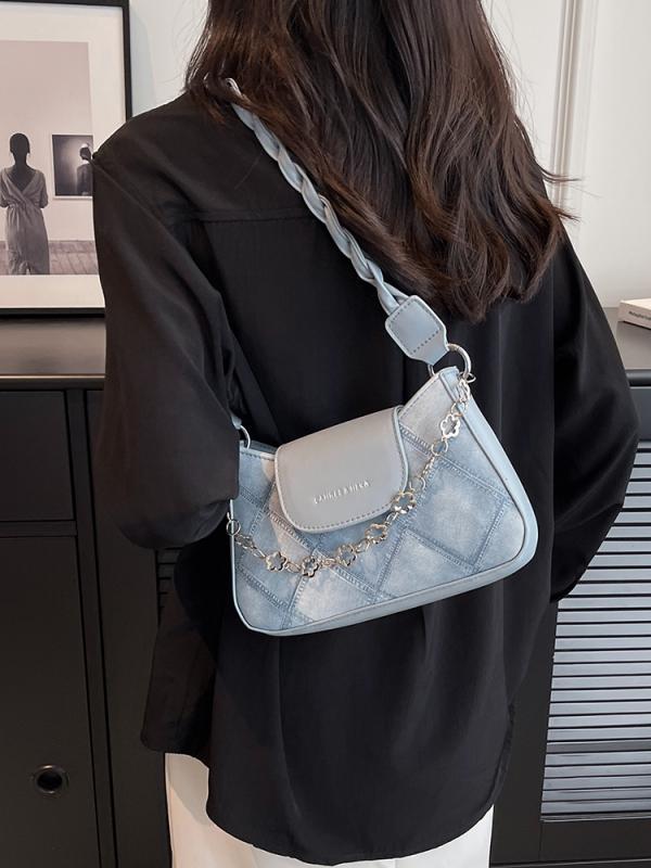 カバン きれいめ 脇バッグ おしゃれ バッグ かばん 手提げ キルティング柄 肩がけ かぶせ レディース チェック柄 黒 青 バック