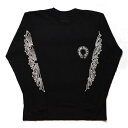 クロムハーツ CHROME HEARTSHorseshoe & Floral Cross Logo L/S T-Shirtクロムハーツホースシュー フローラルクロス ロゴ ロング Tシャツ ブラック