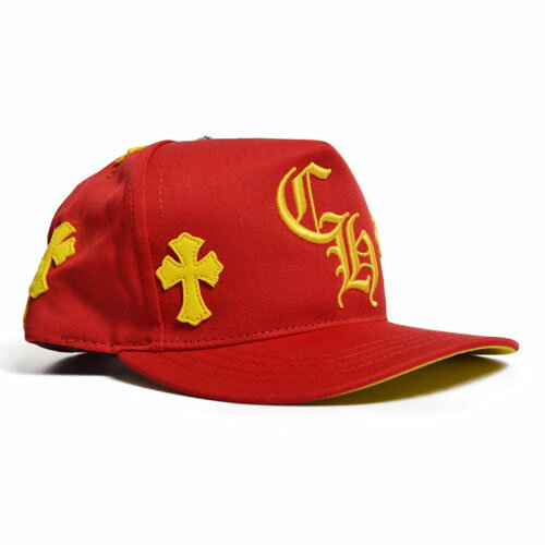 CHROME HEARTSCH RED HATクロムハーツロゴ レザーパッチ レッド ハット キャップ CAP