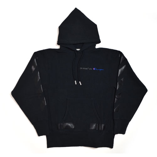 Off-WhiteCHAMPION HOODIE BLACK BLACKオフホワイト チャンピオン パーカ プルオーバー