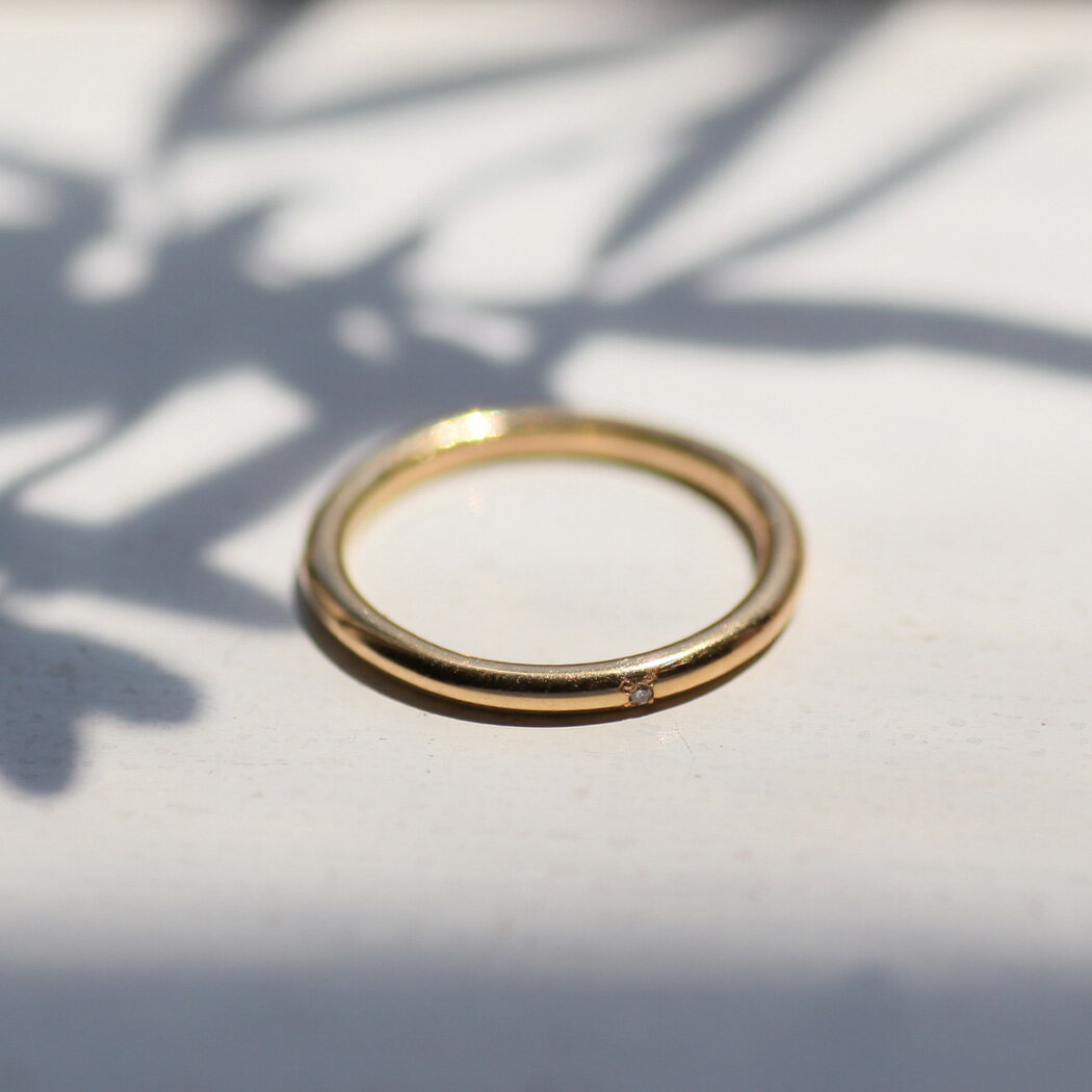 イロンデール エペパン hirondelle et pepin リング k18 hr-368 1pダイヤ プレーンリング L レディース 指輪 ギフト 記念日 アクセサリー ジュエリー 20代 30代 40代 50代 プレゼント 1粒 ダイヤ ダイヤモンド 大人 可愛い シンプル ゴールド(4.0)