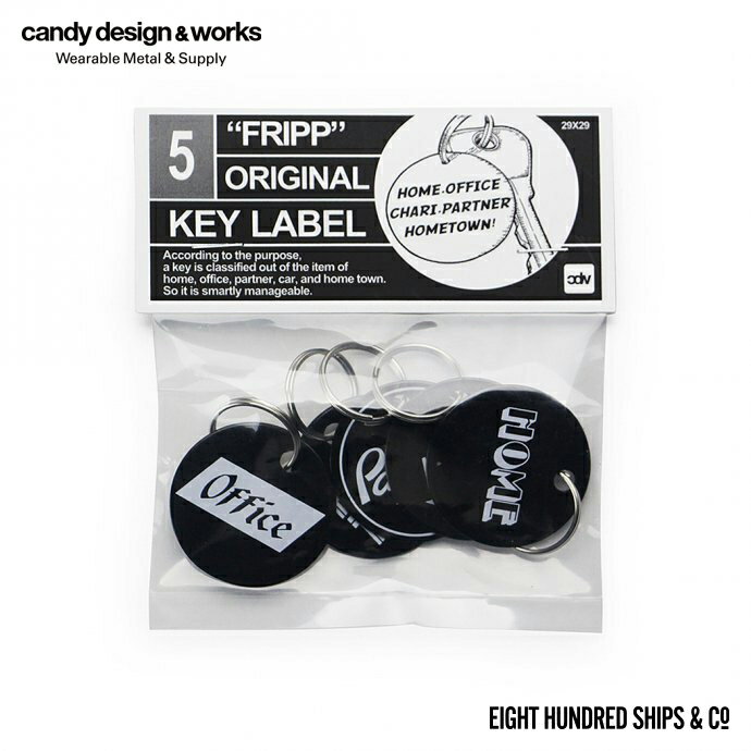 CANDY DESIGN & WORKS (キャンディーデザインワークス) / Fripp Original Key Label CK-12 キーラベルセット - Black ブラック フリップオリジナルキーラベル キーリング キーホルダー あす楽 即日発送 即納 プチギフト プレゼント お祝い 贈り物 ポイント 消化 買いまわり
