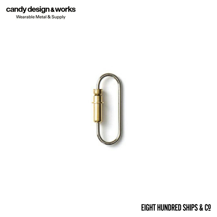 CANDY DESIGN & WORKS (キャンディーデザインワークス) / Bullet Carabiner CHW-13 カラビナキーリング - Nickel-Plated × Polished Brass キーホルダー カラビナ あす楽 即日発送 即納 プチギフト お祝い 贈り物 ポイント 消化 買いまわり プレゼント CDW