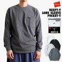 Hanes ヘインズ / BEEFY-T ビーフィー 長袖ポケットTシャツ H5196 全4色 010 ホワイト 060 ヘザーグレー 081 ダークグレー 090 ブラック M L XL ロングスリーブ ロンT 白T ポケT ポケ付き