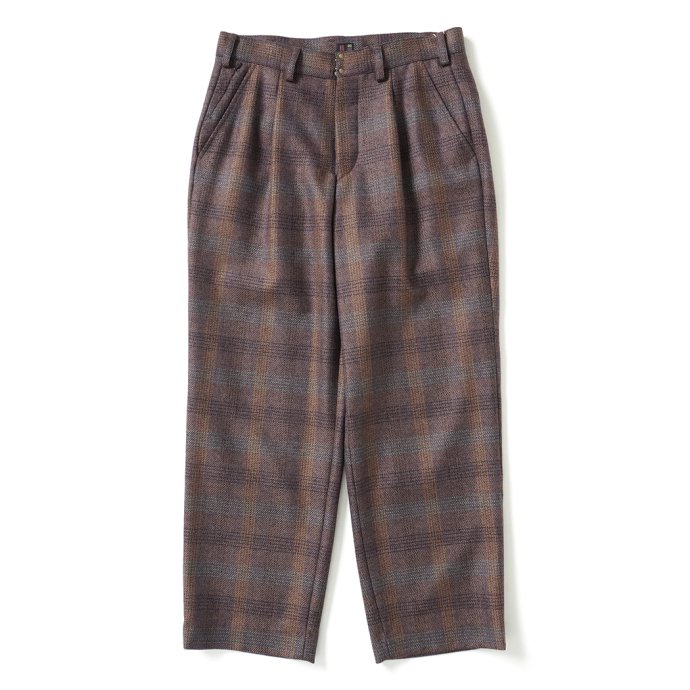 O-（オー）/ N.N.Z. TROUSERS W ウールスラックス - Brown Plaid 22W-02 ポイント 消化 あす楽