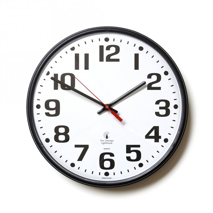 ＼ 楽天 スーパー セール 開催中 ／The Chicago Lighthouse / 12.75 Bold Number Wall Clock ウォールクロック ブラック／ホワイト アメリカ製 Made in USA プチギフト プレゼント お祝い 贈り…