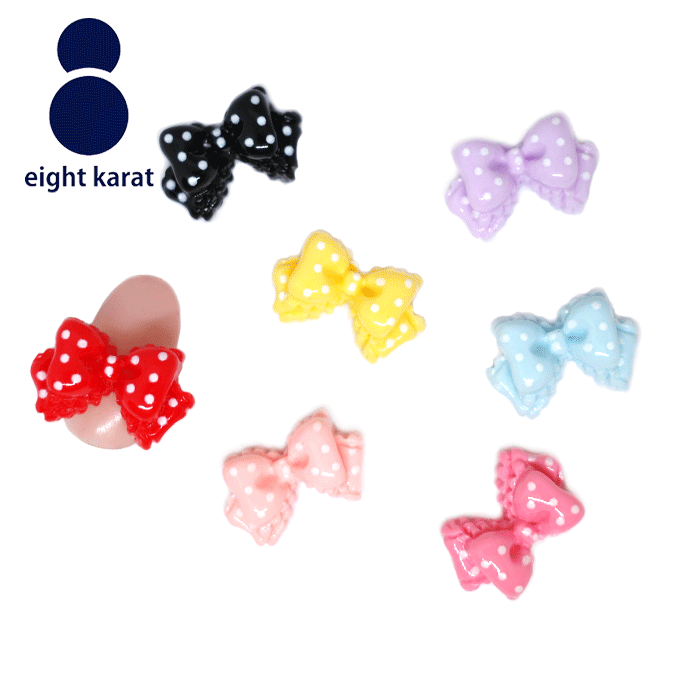 ドットリボン デコパーツ【4個セット】19×12mm 7カラー ネイルパーツ ネイルアート...