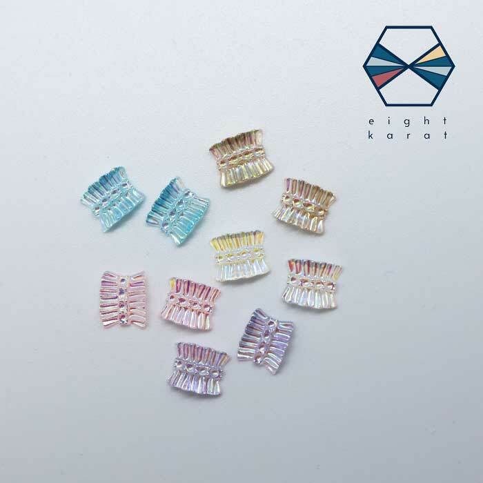 フリル ネイルパーツ【各4個セット】オーロラカラー ピンク ミント パープル ブラウン クリア ネイルアート 韓国 かわいい 立体パーツ フリルパーツ ハンドメ...