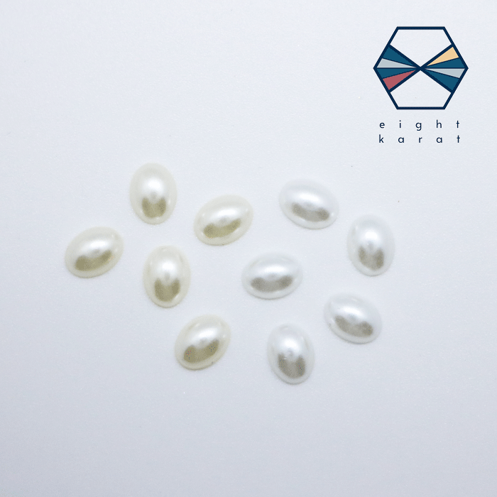 【BLACK FLIDAYクーポン発行中】半球オーバルパール【各30個セット】6×8mm ナチュラル/ホワイト ネイルパーツ ネイルアート ハンドメイド デコパ...