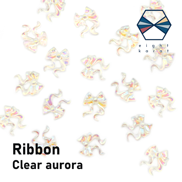 【BLACK FLIDAYクーポン発行中】リボン ネイルパーツ【5個セット】クリア オーロラ ネイルアート ネイルアクセサリー フリル 蝶々結び ハンドメイド ...