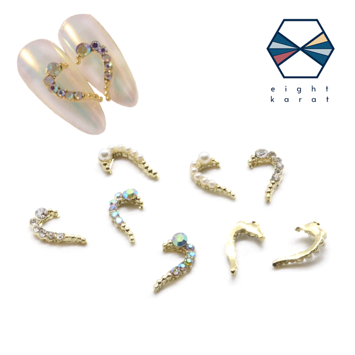 大容量!!ネイルジュエリー◎ペアハート【5ペアセット】10pcs ハート パール ネイル...