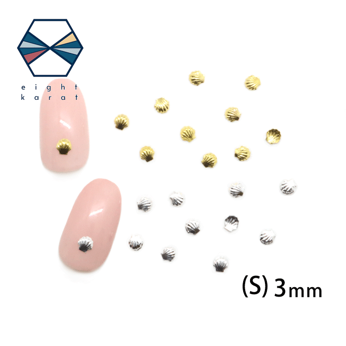 【期間限定☆お得クーポン】大容量!!シェル ネイルパーツ【100個セット】5mm 3mm ゴ...