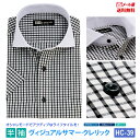 【メール便】 半袖ワイシャツ 半袖 クレリック メンズ ワイシャツ ワイド ブラックチェック 形態安定 Yシャツ ビジネス 6サイズ スリム 標準体 M L L...