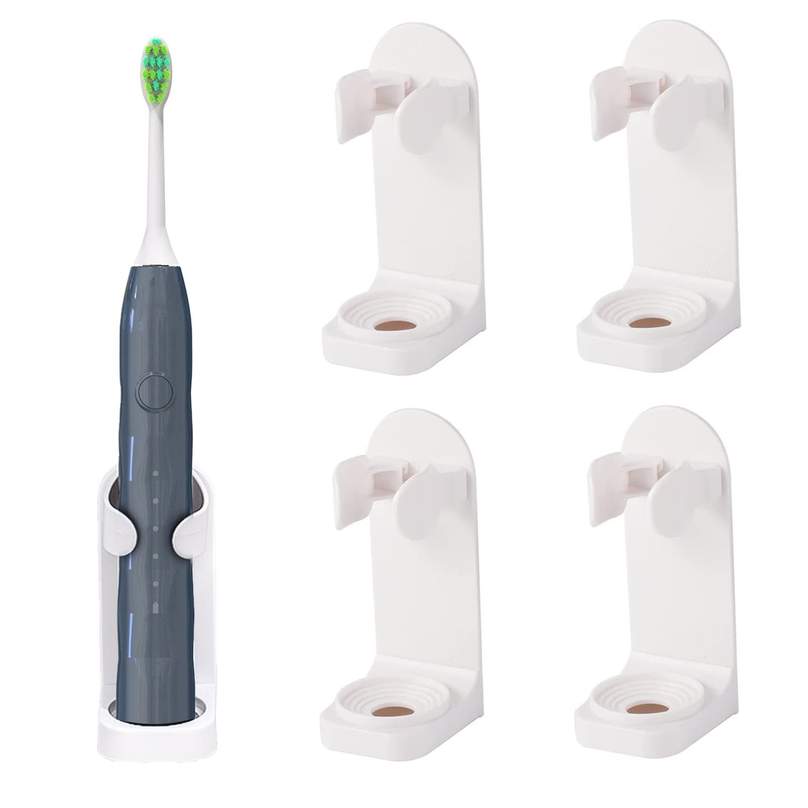 5個電動歯ブラシホルダー 壁掛け 浴室用 粘着式歯ブラシホルダー 歯ブラシオーガナイザー 省スペースで乾燥し続ける (White)