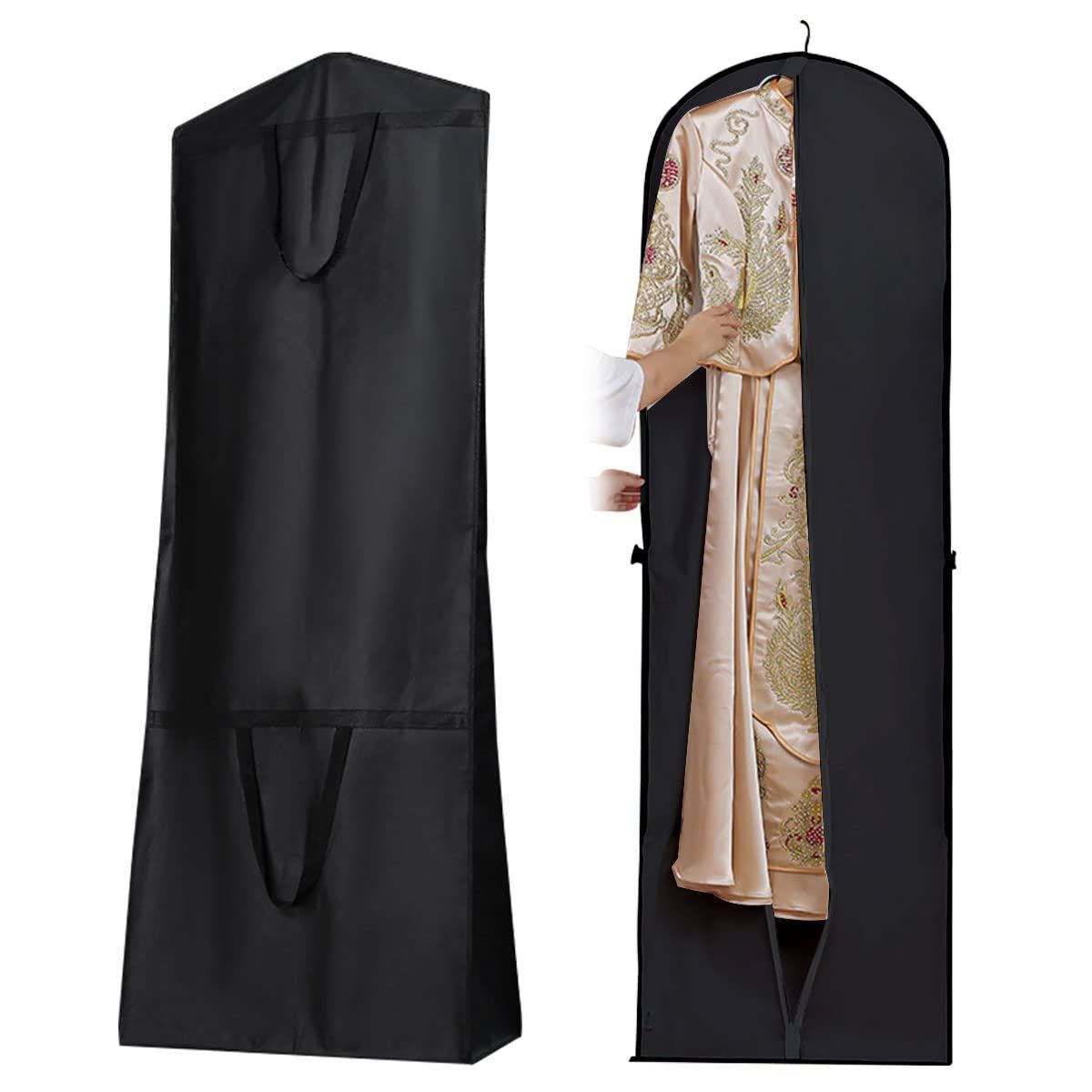 ウェディングドレス用ガーメントバッグ、180cm通気性ウェディングドレスカバーバッグ、ロングドレスガ..