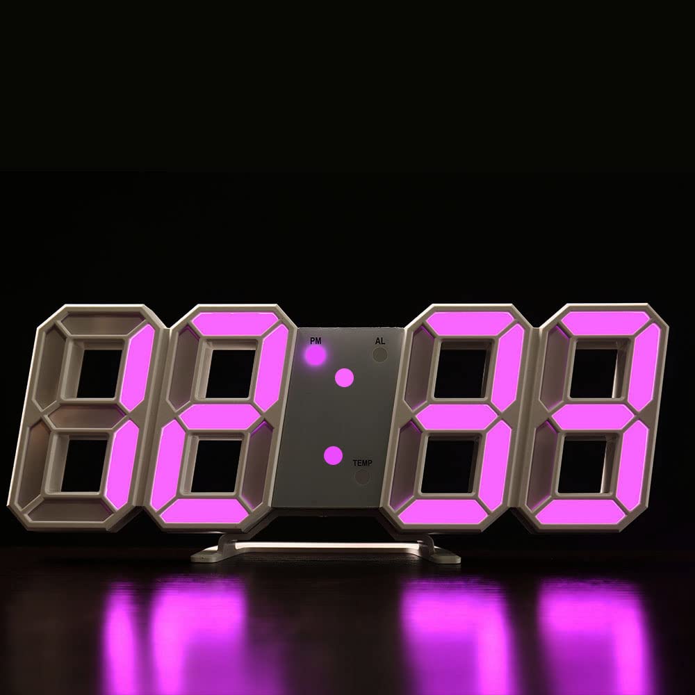 LEDデジタル時計 目覚まし時計 3D led wall clock 置き時計 壁掛け時計 スヌーズ アラーム 明るさ調整 ナイトランプ 年/月/日温度表示 キッチン時計