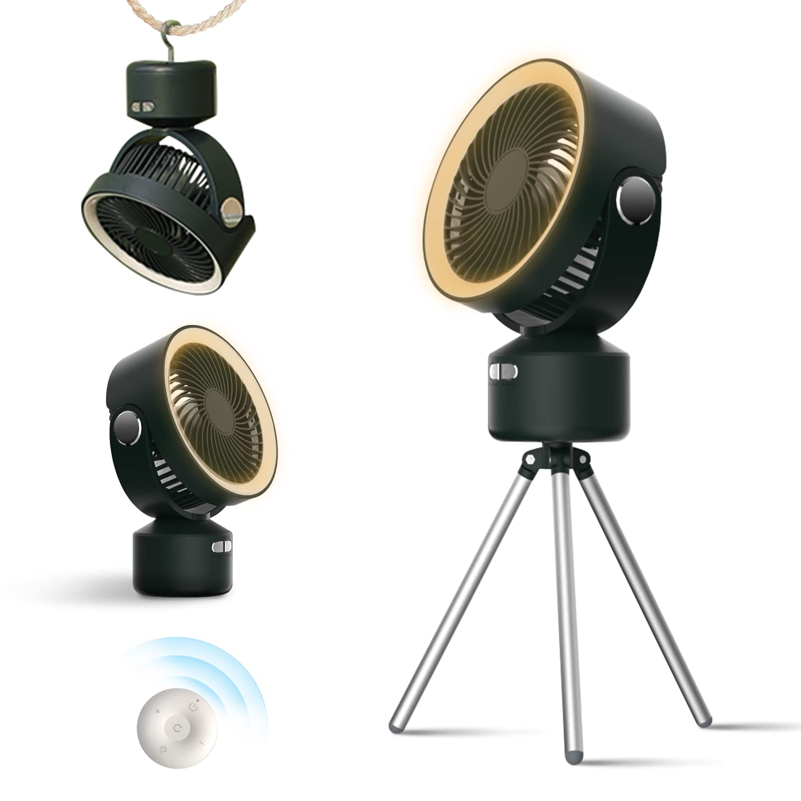 【今夏の暑さ対策】キャンプ 扇風機 コードレス 10000mAh モバイルバッテリー 自動首振り LEDライト リモコン 付き 多機能 タイマー Type-C充電式 アウトドア 扇風機 吊り上げ ファン 長時間連続使用 卓上 充電式 扇風機 風量調節 リズム風 静音 キャンプ リビング