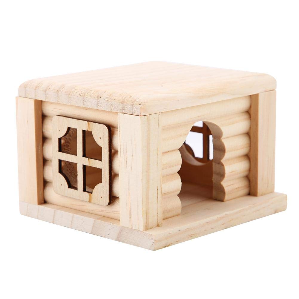 ハムスターの家 ぞいて安心ハウス ハムスター マウス スナネズミ用 木製 窓付き 通気性 屋根は開ける マウスケージ 小型動物用