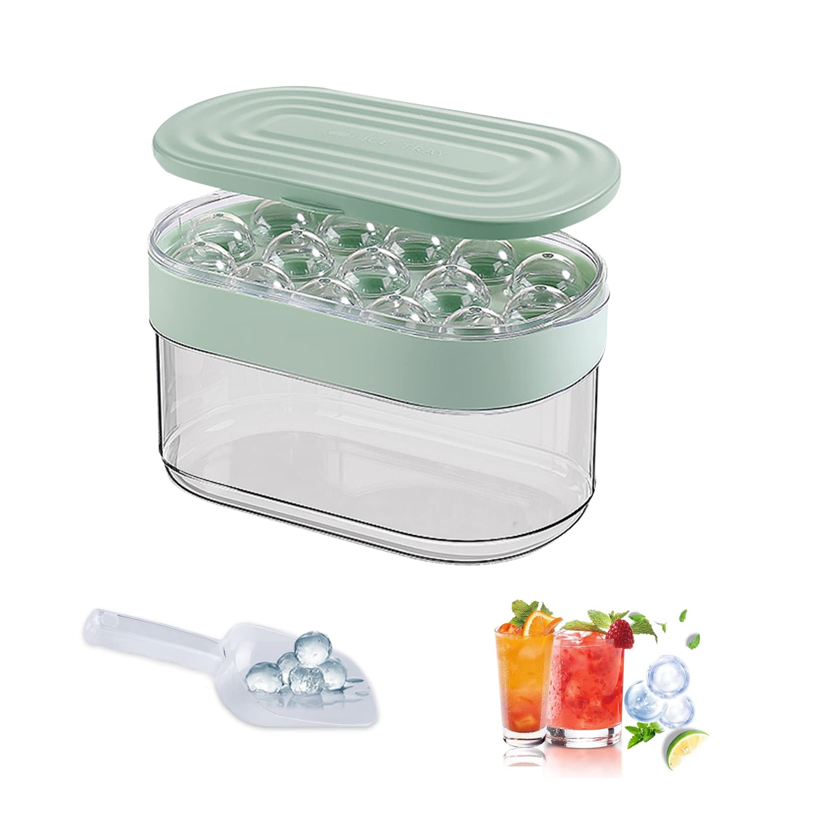 製氷皿 丸氷 アイスボールメーカー 製氷機 製氷ケース 製氷器 蓋付き 高耐久性 柔らかい 取出し簡単 大容量 飲み物 ジュース お茶 お酒氷 家庭用 氷のシャベルが付属しています