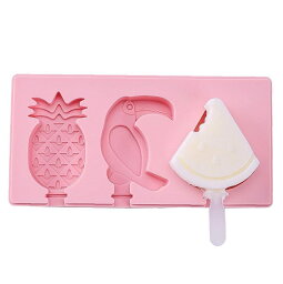ピンク アイスキャンディー型 シリコンアイスクリーム型 再利用可能 キャンディー型 夏のパーティー キッチンツール
