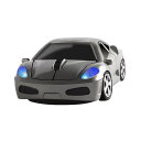 車の形状ワイヤレスマウス 2.4Ghz無線マウス 光学式 コードレスマウス スポーツカー型 青色LEDライト付き USBレシーバー付き 人間工学 小型 軽量 子供用 PC/ノートパソコン/コンピューターに対応 (グレー)(2)