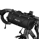 自転車フロントバッグ 防水 ハンドルバーバッグ 自転車バッグ ロードバイク/マウンテンバイク用 フレームストレージロールバッグ 軽量 ショルダーストラップ付き