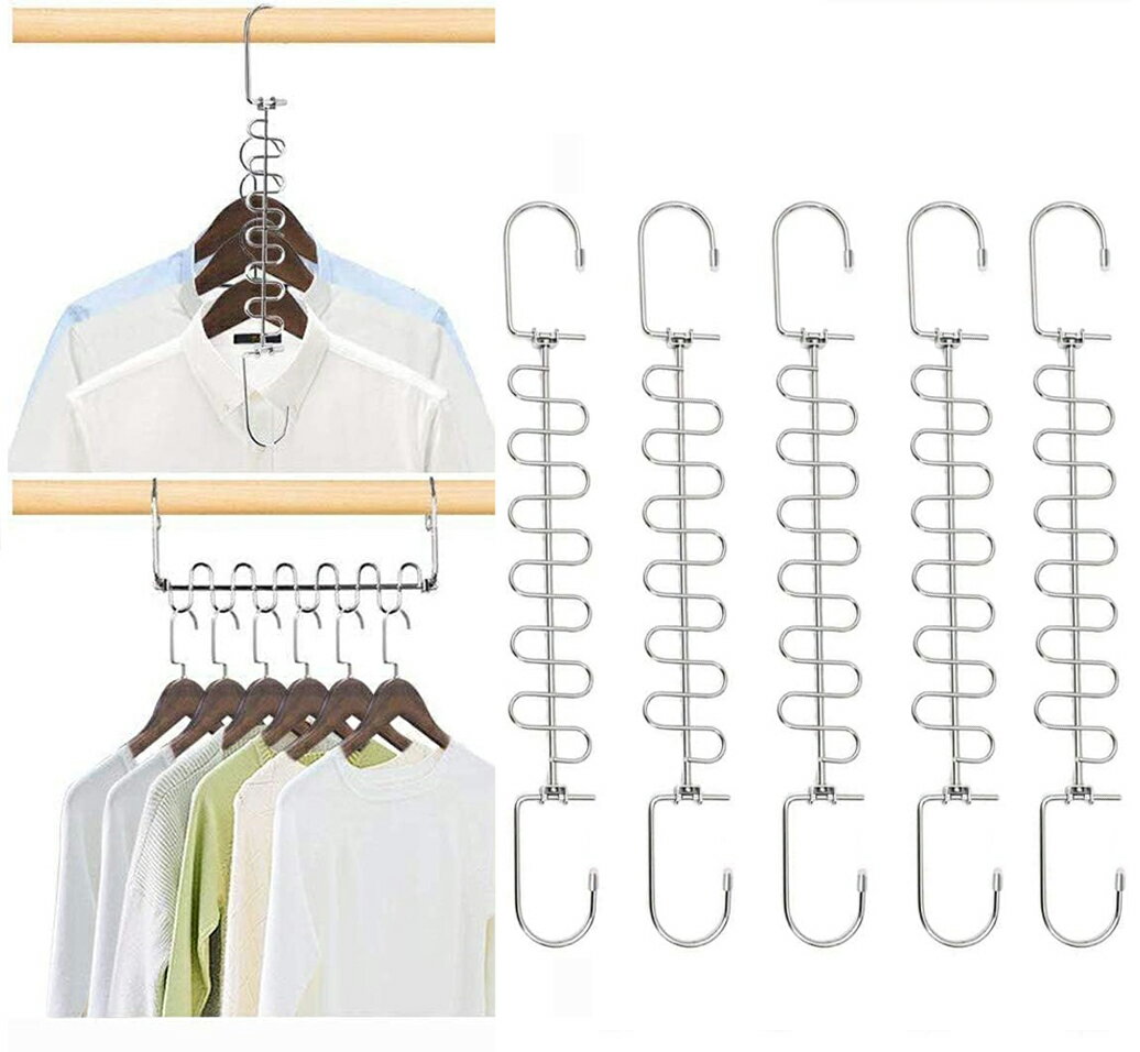 省スペースハンガー 4本組 縦横両用 12連 ハンガー ステンレス製 洗濯ハンガー ハンガーフック クロゼット収納