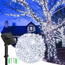 LED ストリングライト ソーラー イルミネーションライト 屋外 IP65防水 120電球 12m クリスマス飾りライト イルミネーション アウトドア 室内 8...